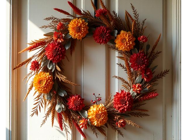 가을 색감의 드라이 플라워 리스