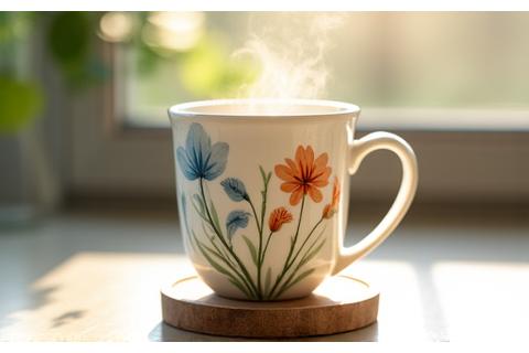 수채화 플로럴 패턴 세라믹 머그컵