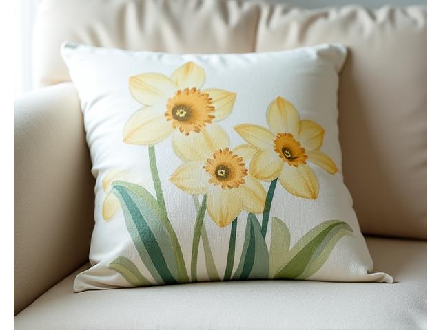 봄 꽃 패턴의 부드러운 쿠션과 담요