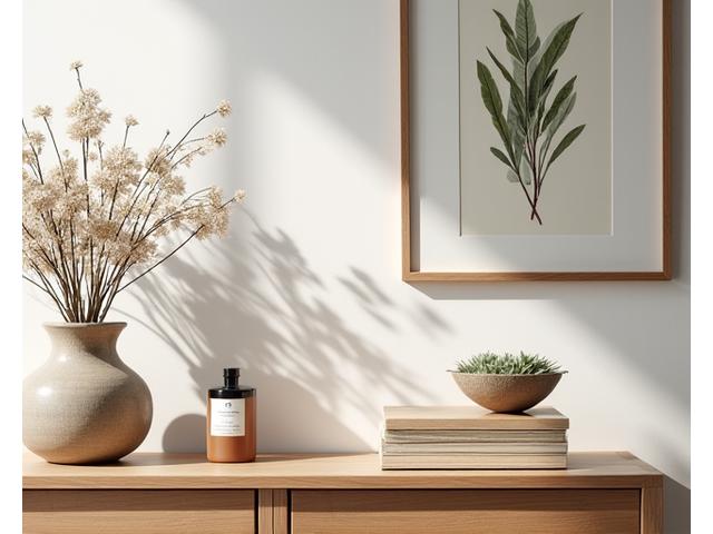 다양한 보타니컬 소품을 활용한 거실 스타일링 예시