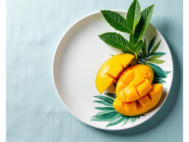 트로피컬 잎사귀 패턴의 세라믹 플래터