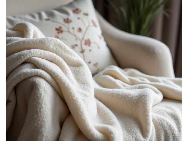 따뜻한 울 소재의 플로럴 패턴 담요와 쿠션